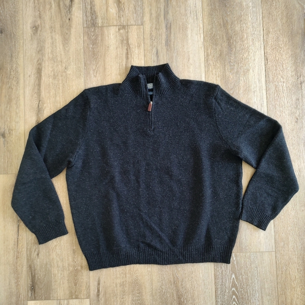 Vintage 90s Polo Ralph Lauren Lambswool Sweater Gray Black Marled Preppy XXL